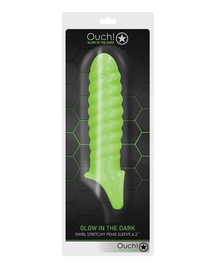 Shots Ouch Swirl Stretchy Penis Sleeve – Glow in the Dark by Ouch product image