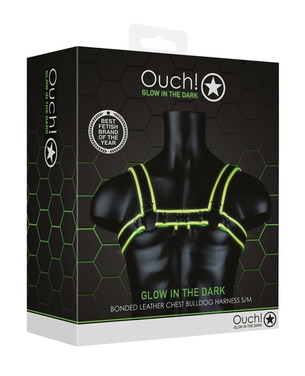 Shots Ouch Chest Bulldog Harness – Glow in the Dark S/M by Ouch product image