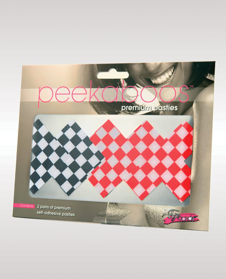 Peekaboos Off the Wall Checkered Pasties – 2 Pairs 1 Black/1 Red by Peekaboos product image