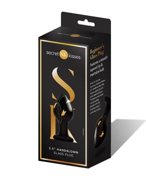 Secret Kisses 3.5″ Handblown Glass Plug – Black/Gold by Secret Kisses product image