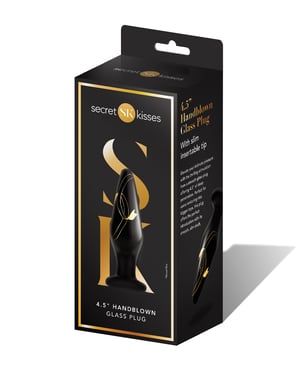 Secret Kisses 4.5″ Handblown Glass Plug – Black/Gold by Secret Kisses product image