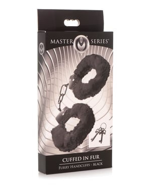 Master Series Cuffed in Fur Furry Handcuffs – Black by Master Series product image