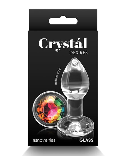 Crystal Desires Glass Round Gem Butt Plug Small – Rainbow by Crystal product image