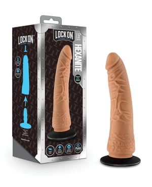 Blush Lock On 7.5″ Hexanite Dildo w/Suction Cup Adapter – Mocha by Lock On product image