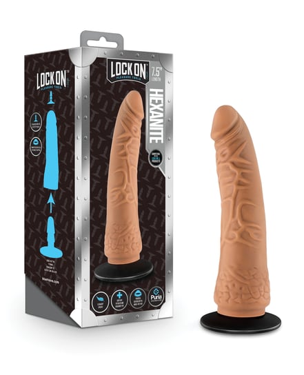 Blush Lock On 7.5″ Hexanite Dildo w/Suction Cup Adapter – Mocha by Lock On product image