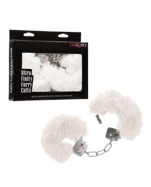 Ultra Fluffy Furry Cuffs – White by California Exotic Novelties product image