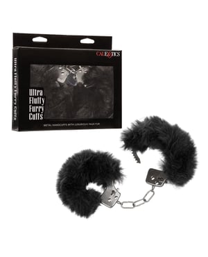 Ultra Fluffy Furry Cuffs – Black by California Exotic Novelties product image
