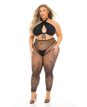Pink Lipstick Gives You Hell Halter Bra, Pantyhose & G-String Black QN by Pink Lipstick product image