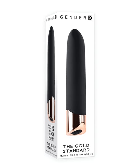 Gender X The Gold Standard Rechargeable Silicone Bullet – Black/Rose Gold by Gender X product image