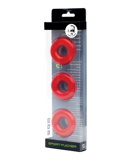 Sport Fucker Chubby Cockring Pack of 3 – Red by Sport Fucker product image