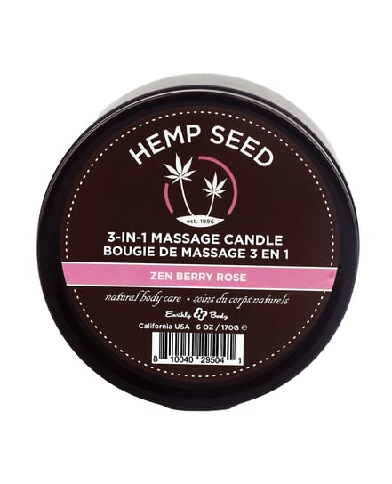 Earthly Body Suntouched Hemp Candle – 6 oz Round Tin Zen Berry Rose by Earthly Body product image