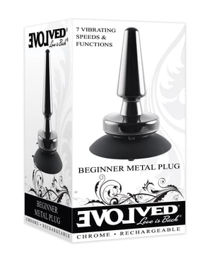 Evolved Beginner Vibrating Rechargeable Metal Plug – Black by Evolved product image