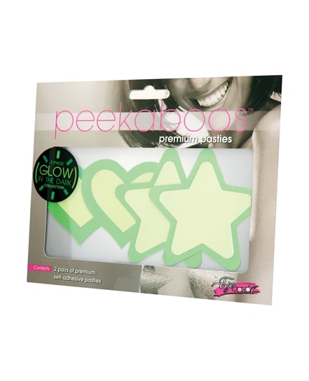 Peekaboos Glow in the Dark Hearts & Stars – Green 2 Pairs by Peekaboos product image