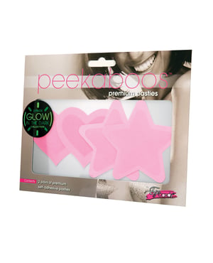 Peekaboos Glow in the Dark Hearts & Stars – Hot Pink 2 Pairs by Peekaboos product image