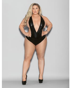 Euphoria Wet Look Deep V Teddy Black O/Q by Euphoria product image