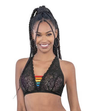 Pride Lace Rainbow Strappy Top Black O/S by Escante product image