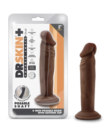Blush Dr. Skin Plus 6″ Posable Dildo – Chocolate by Dr. Skin product image