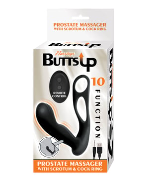 Butts Up Prostate Massager w/Scrotum & Cockring – Black by Butts Up product image