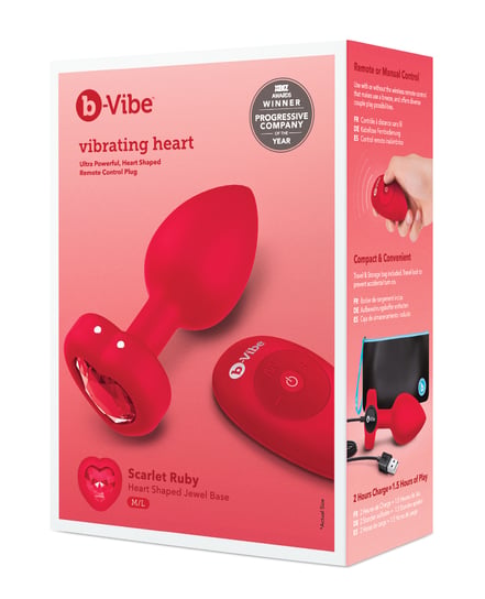 b-Vibe Vibrating Heart Plug M/L – Red by b-vibe product image