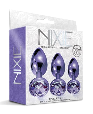 Nixie Metal Butt Plug Trainer Set w/Inlaid Jewel – Purple Metallic by Nixie product image