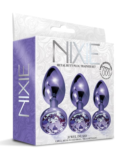 Nixie Metal Butt Plug Trainer Set w/Inlaid Jewel – Purple Metallic by Nixie product image