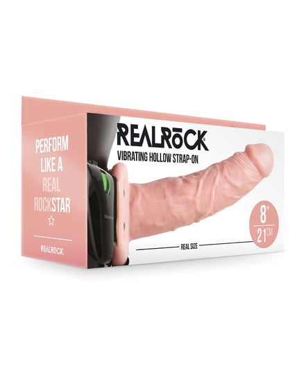 Shots RealRock 8″ Vibrating Hollow Strap On W/O Balls – Flesh by RealRock product image