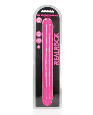 Shots RealRock 15″ Double Dong Glow in the Dark – Neon Pink by RealRock product image