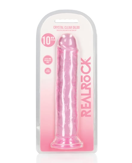 Shots RealRock Realistic Crystal Clear 10″ Straight Dildo – Pink by RealRock product image
