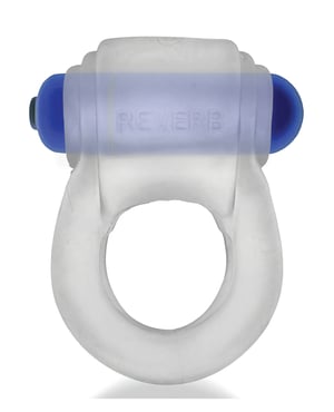 Hunky Junk Revring Cock Ring w/Vibe – Clear w/Blue Vibe by Hunky Junk product image