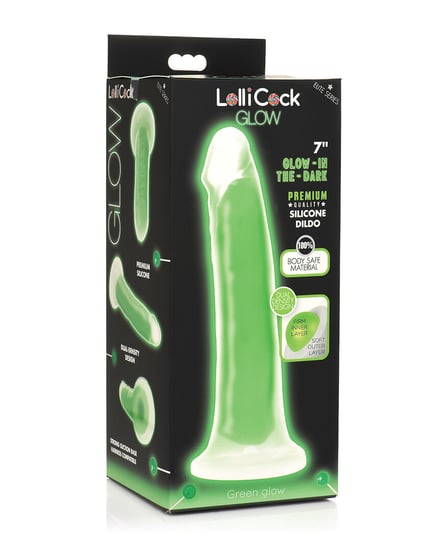 Curve Toys Lollicock 7″ Glow In The Dark Silicone Dildo – Green by Lollicock product image