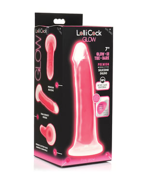 Curve Toys Lollicock 7″ Glow In The Dark Silicone Dildo – Pink by Lollicock product image