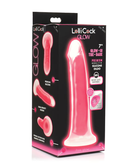 Curve Toys Lollicock 7″ Glow In The Dark Silicone Dildo – Pink by Lollicock product image