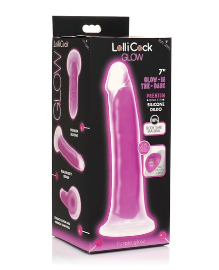 Curve Toys Lollicock 7″ Glow In The Dark Silicone Dildo – Purple by Lollicock product image