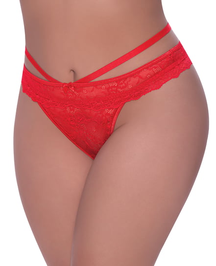 Ooh La Lace Peek-a-Boo Cheeky Panty Red QN by Exposed product image