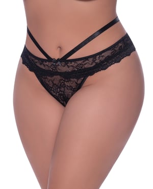 Ooh La Lace Peek-a-Boo Cheeky Panty Black QN by Exposed product image