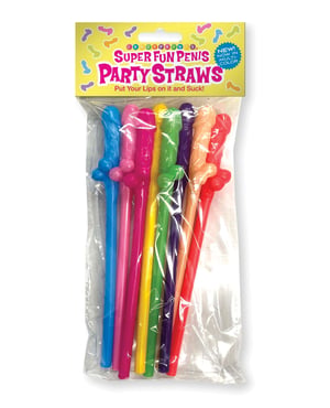 Super Fun Penis Multicolor Party Straws – Pack of 8 by Candy Prints product image