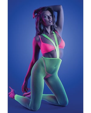 Glow Come Alive Suspender Stockings, Bralette & G-String Multi Color O/S by Glow by Fantasy Lingerie product image