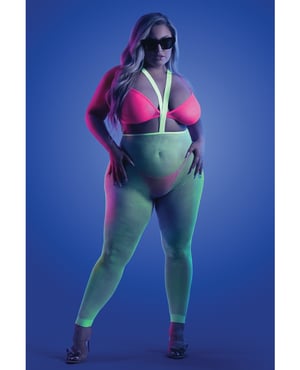 Glow Come Alive Suspender Stockings, Bralette & G-String Multi Color QN by Glow by Fantasy Lingerie product image