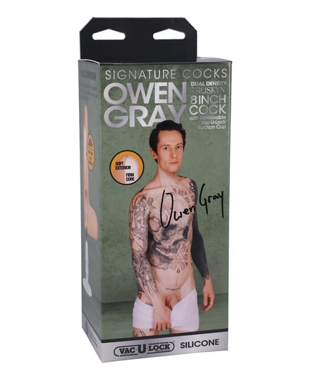 Signature Cocks 8″ Silicone Cock w/Removable Vac-U-Lock Suction Cup – Owen Grey by Signature Cocks product image