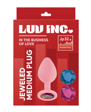 Luv Inc. Jeweled Silicone Butt Plug w/Three Stones – Medium Light Pink by Luv Inc. product image