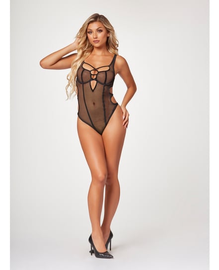 Fishnet Strappy High Cut Leg Teddy Black MD by Seven 'til Midnight product image