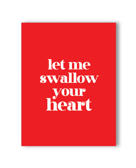 Swallow Your Heart Naughty Greeting Card by Kush Kards product image