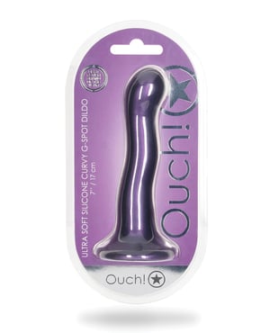 Shots Ouch 7″ Curvy G-Spot Dildo – Metallic Purple by Ouch product image