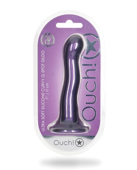 Shots Ouch 7″ Curvy G-Spot Dildo – Metallic Purple by Ouch product image