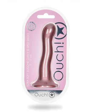 Shots Ouch 7″ Curvy G-Spot Dildo – Rose Gold by Ouch product image