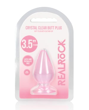 Shots RealRock Crystal Clear 3.5″ Anal Plug – Pink by RealRock product image