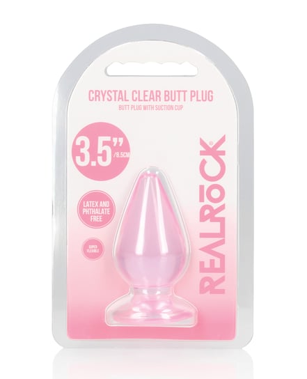 Shots RealRock Crystal Clear 3.5″ Anal Plug – Pink by RealRock product image