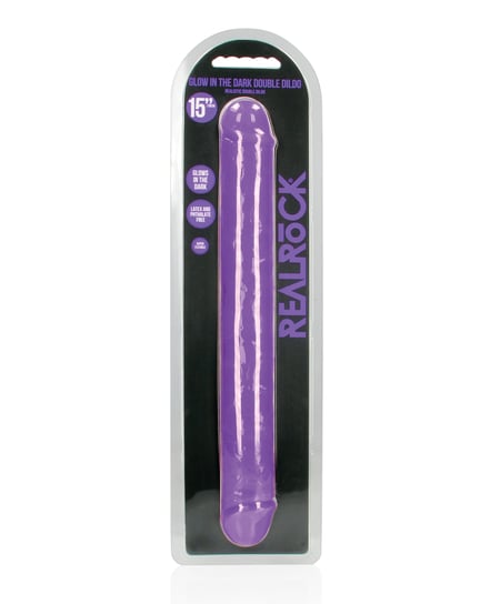 Shots RealRock 15″ Double Dong Glow in the Dark – Neon Purple by RealRock product image