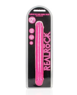 Shots RealRock 12″ Double Dong Glow in the Dark – Neon Pink by RealRock product image