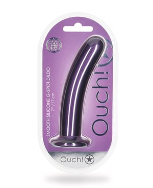 Shots Ouch 7″ Smooth G-Spot Dildo – Metallic Purple by Ouch product image